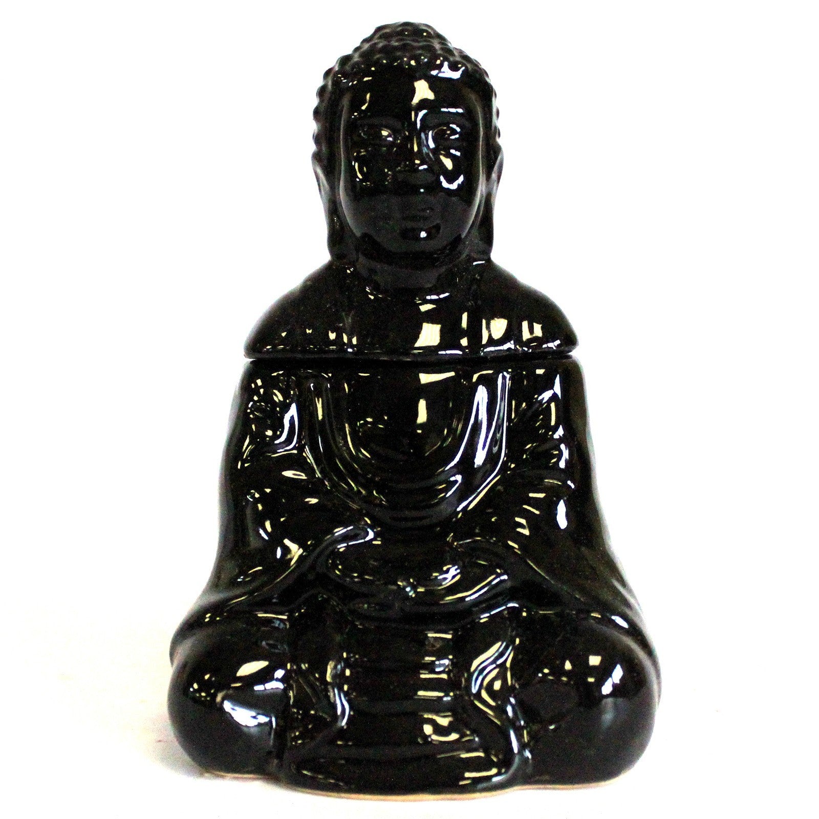 Brûleur à huile ou fondant Bouddha assis - Noir
