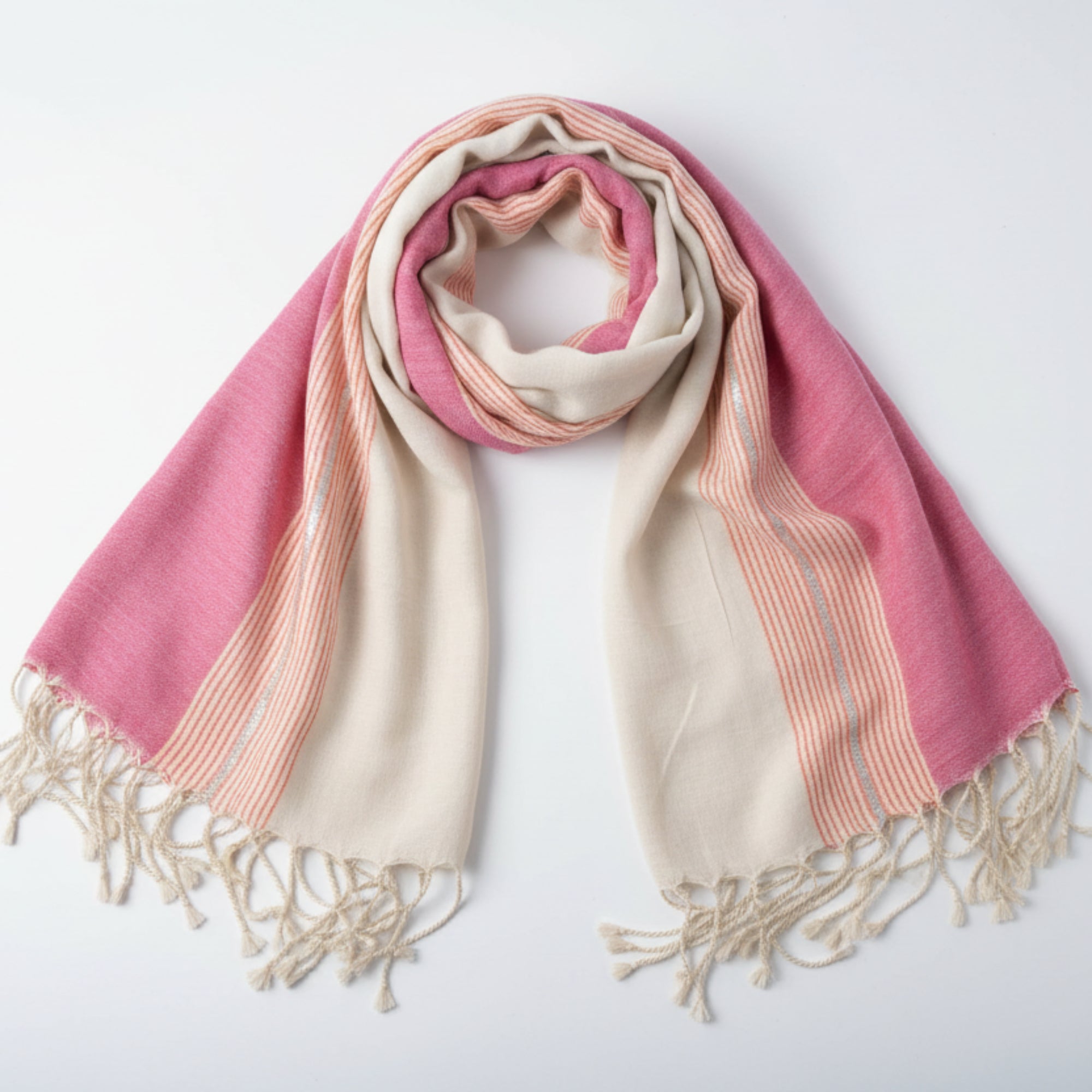 Foulard Boho Indiens - 22x72cm Rose