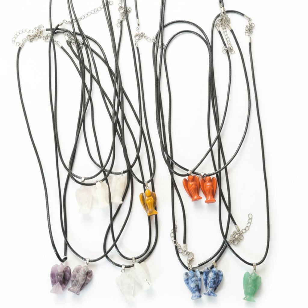 Collier + Pendentif mini ange en pierre précieuse