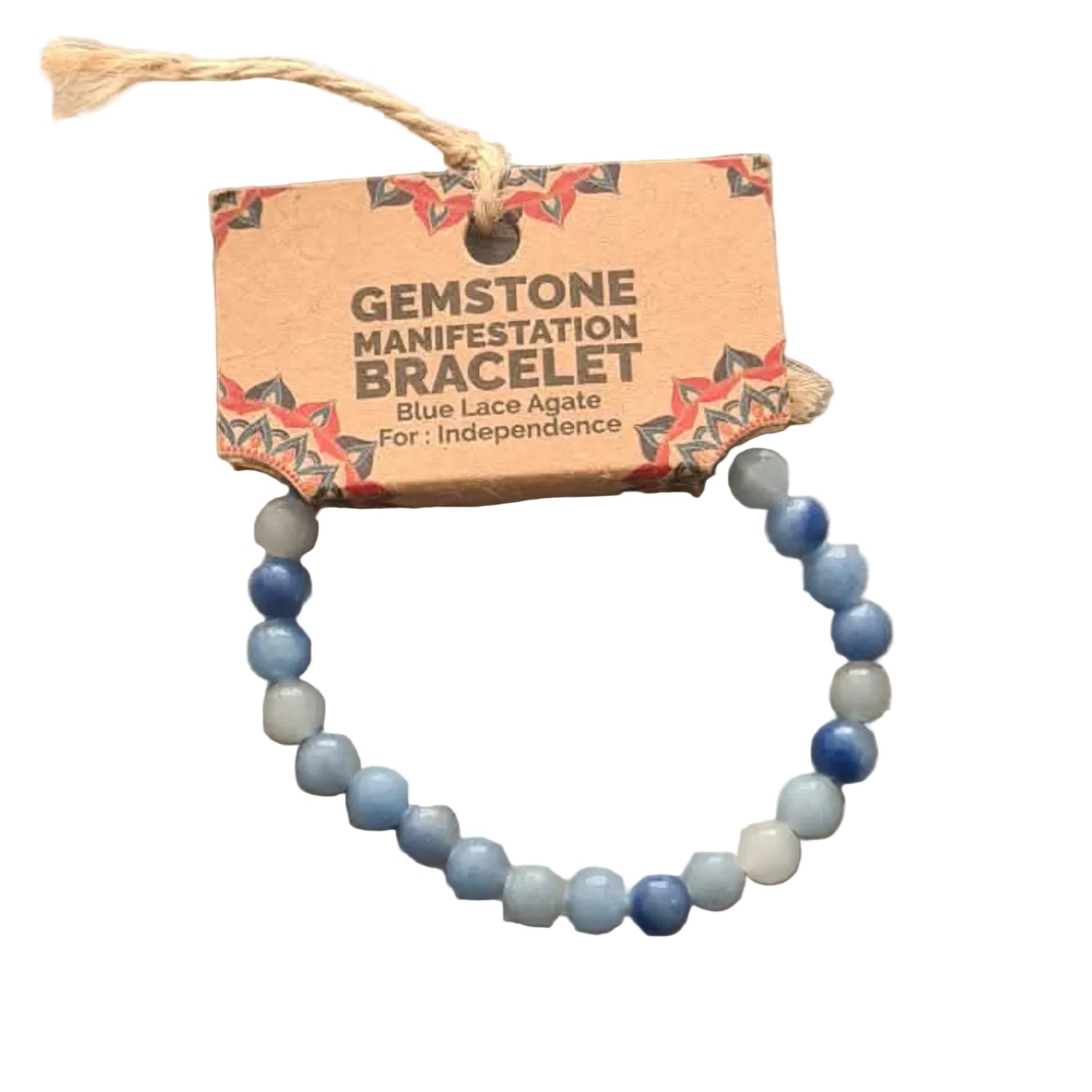 Bracelet de manifestation - agate dentelle bleu - indépendance
