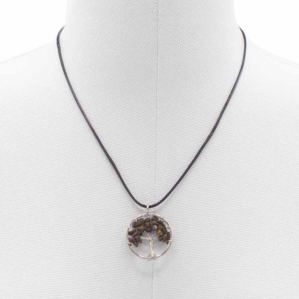 Collier + pendentif Arbre de Vie - Oeil de Tigre