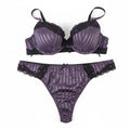 Modèle  satin rayé prune - Jardin Secret