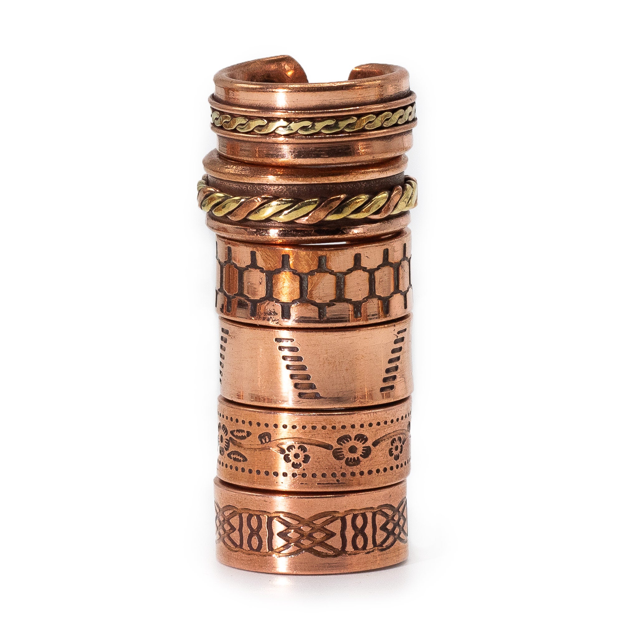 Bagues cuivre avec aimants, modèles et tailles variés