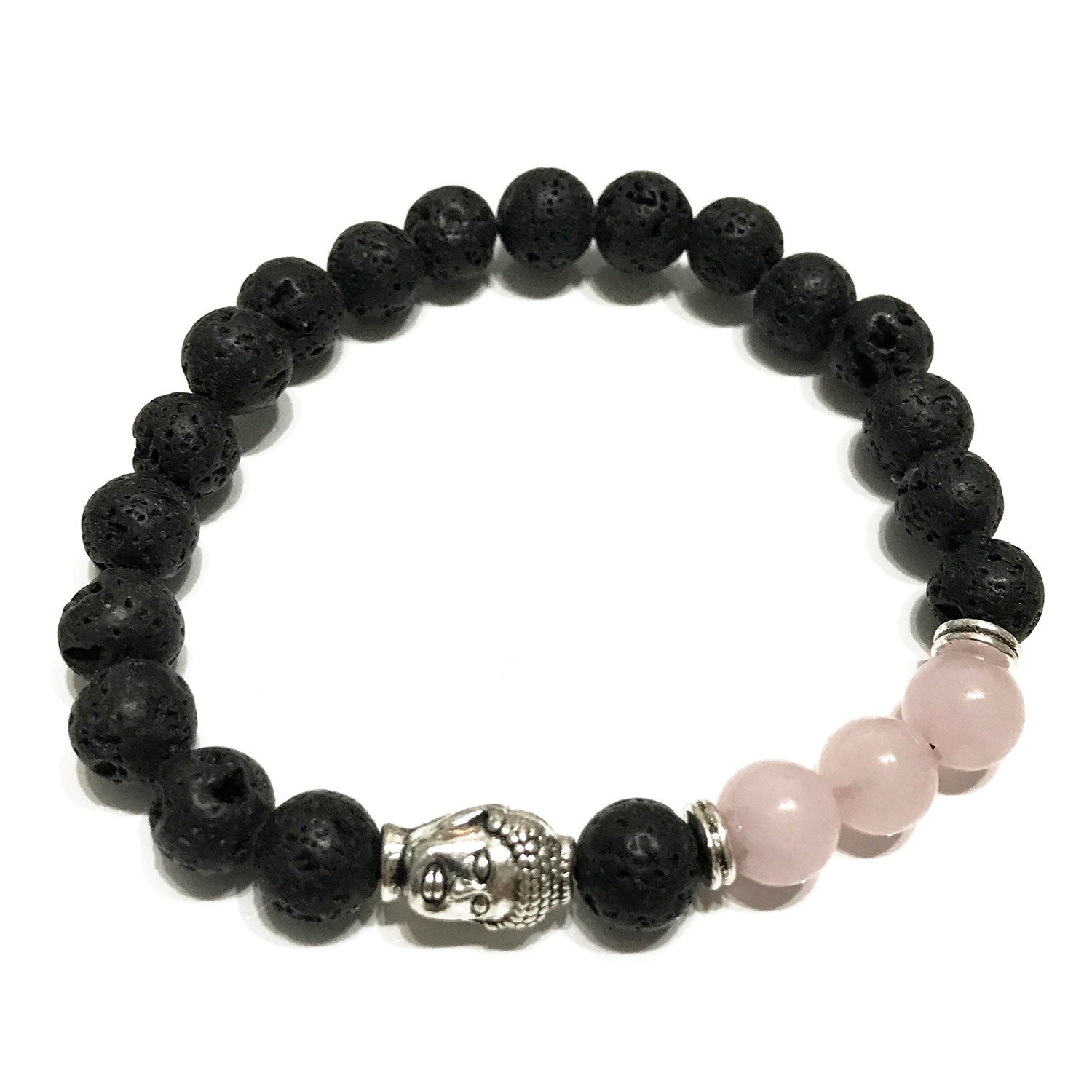 Bracelet pierre de lave - buddha quartz rose