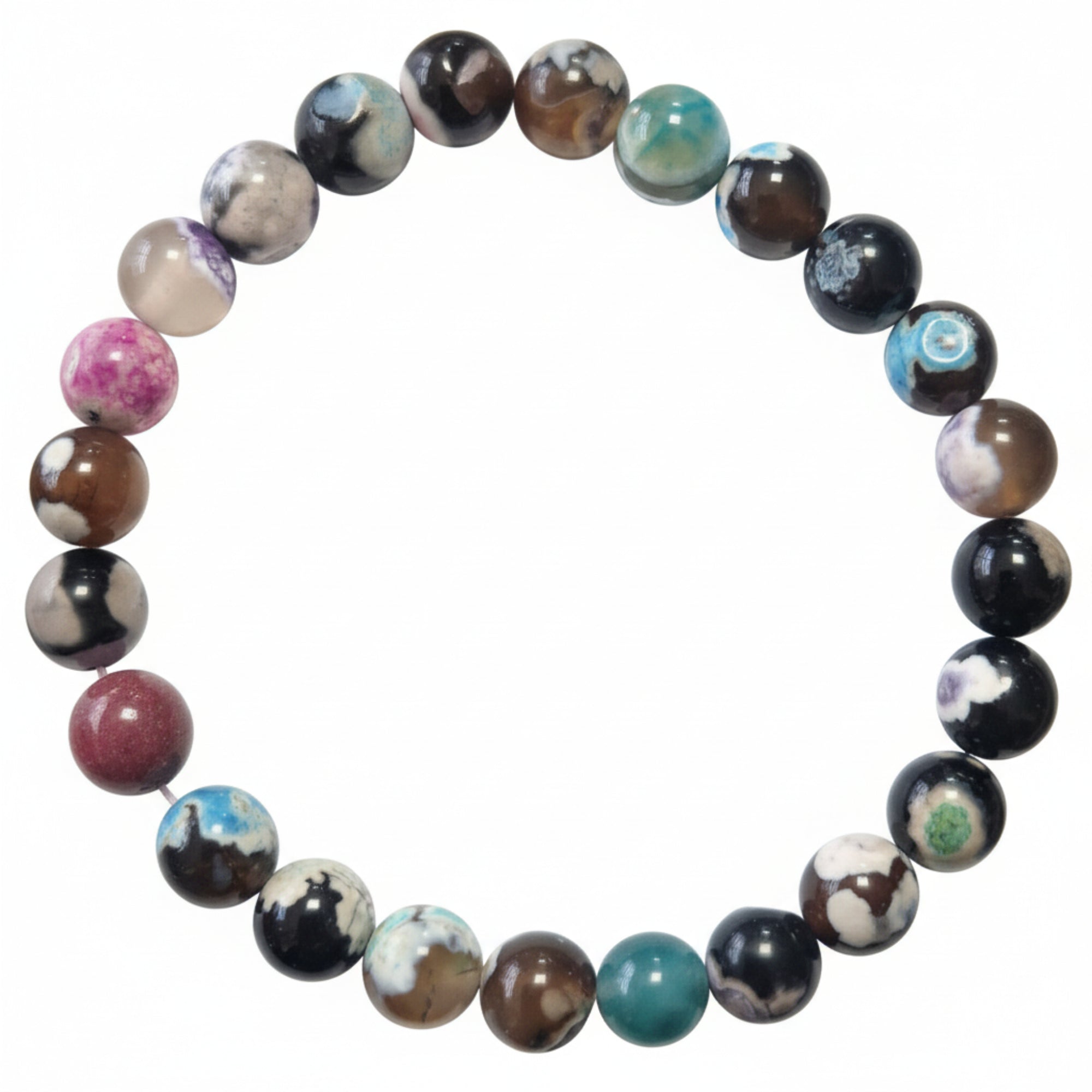 Bracelet en Agate Craquelée Multicolore – Harmonie & Énergie