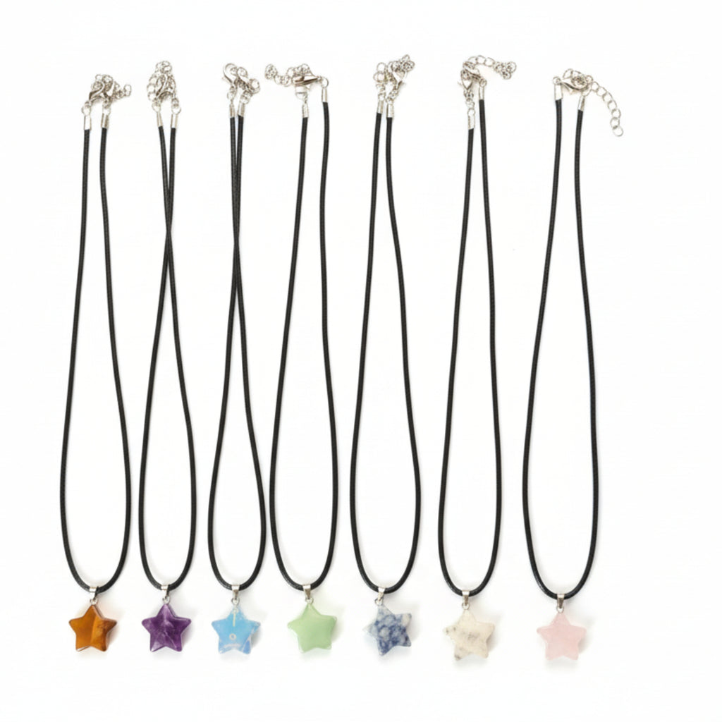 Collier + Pendentif étoile en pierre précieuse